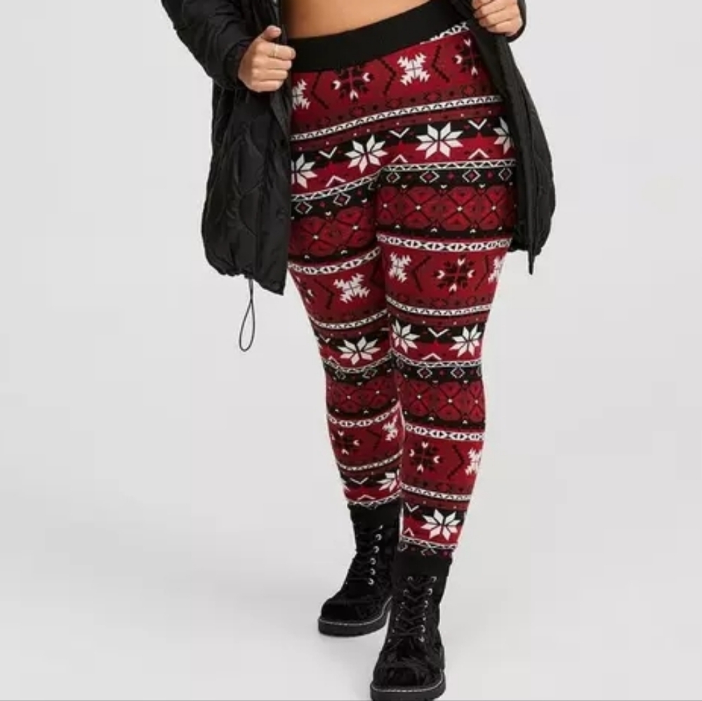 Torrid Red and Black Full-Length Sweater Legging- Size 1x